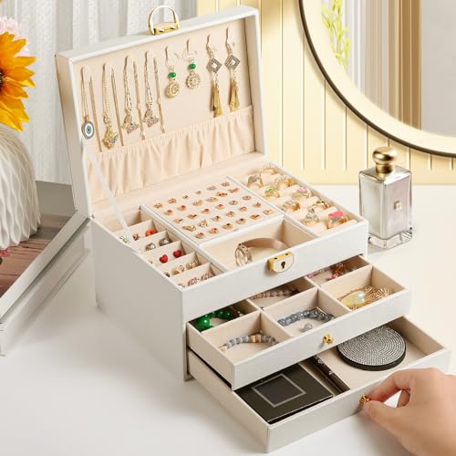 coobest 3 Layer Jewelry Holder Organizer, Jewelry Box with Jewelry ...