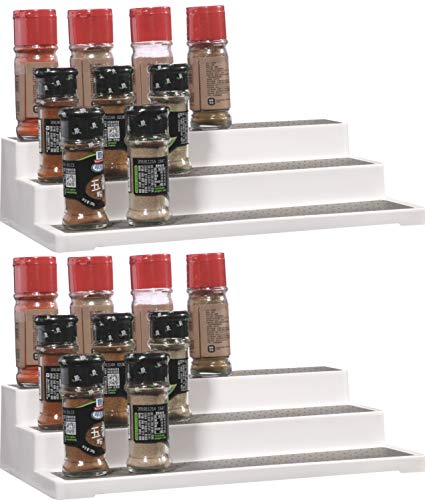 Cq acrylic 2 Pack Spice Rack Organizer for Pantry,14.5 Inch Tiered ...