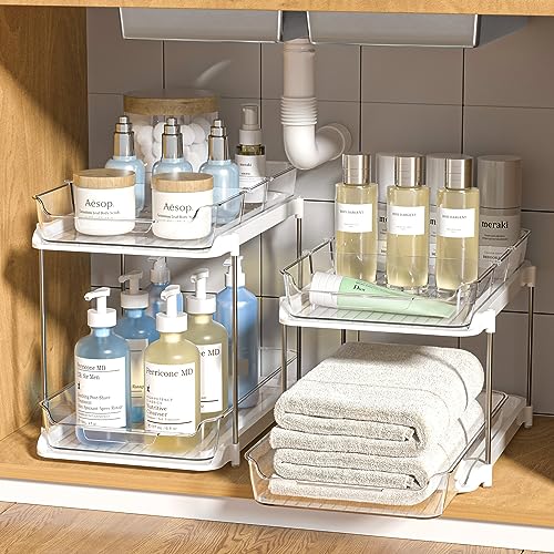 Delamu 2 Sets of 2-Tier Multi-Purpose Bathroom Under Sink Organizer...