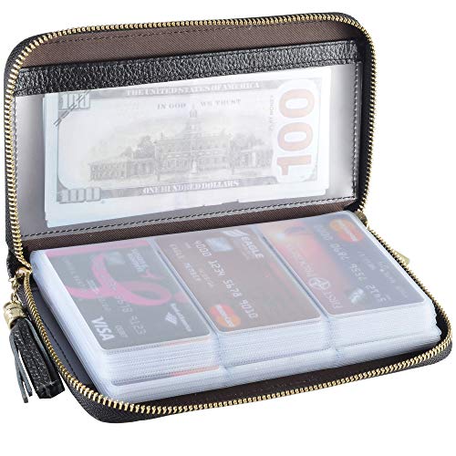 Easyoulife Credit Card Holder Wallet Womens Zipper Leather Case Pur...