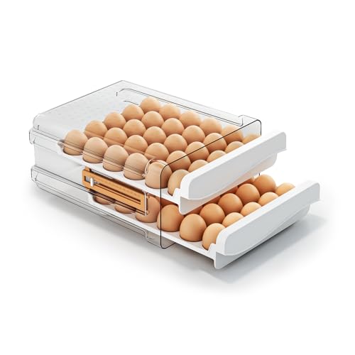 Egg Container for Refrigerator 60 Count, Large Capacity Egg Organiz...