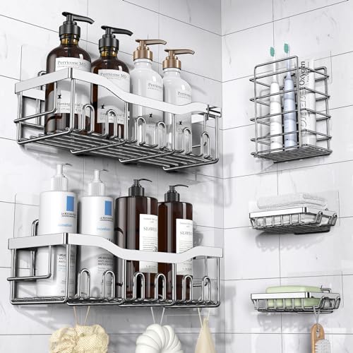 EUDELE Shower Caddy 5 Pack,Adhesive Shower Organizer for Bathroom S...