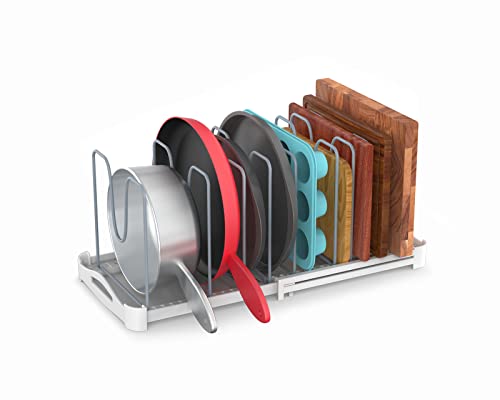 EVERIE Adjustable Bakeware Organizer Pot Lid Holder Rack for Pots, ...