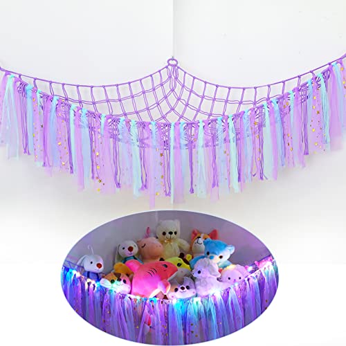 FIOBEE Stuffed Animals Net or Hammock with LED Light, Toy Hammock H...