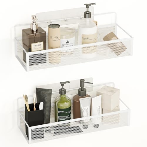 Fixwal 2 Pack Shower Caddy Bathroom Organizer Shelf with 4 Hooks, R...