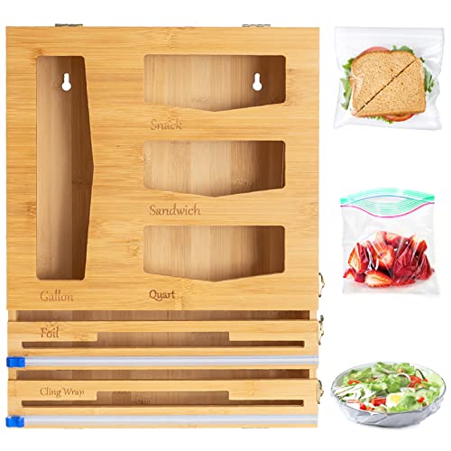Fluorite Bamboo Kitchen Drawer Organizer for Foil and Plastic Wrap ...
