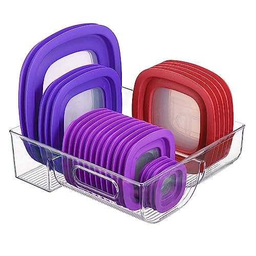 Food Container Lid Organizer, Large Clear Lid Organizer for Kitchen...