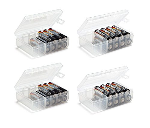 GlossyEnd Set of 4 - Two AA and Two AAA Battery Storage Box, Batter...
