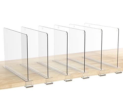 HBlife 6 Pack Clear Shelf Dividers, Vertical Purse Organizer for Cl...