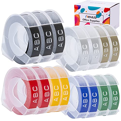 Hehua 15-Pack 3 8 Embossing Label Tape Compatible for Dymo 3D Plast...