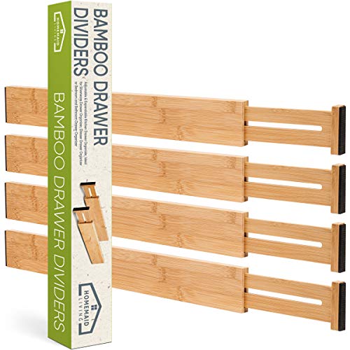 Homemaid Living Bamboo Drawer Dividers Adjustable & Expandable, Kit...