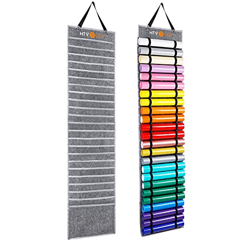 HTVRONT Vinyl Roll Holder, Vinyl Roll Storage with 24 Compartments,...