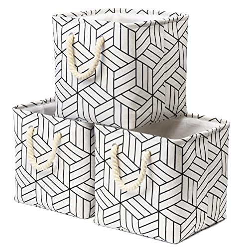 HZZTY BRNY Cube Storage Basket Fabric Storage Bins [3 Pack] Foldabl...