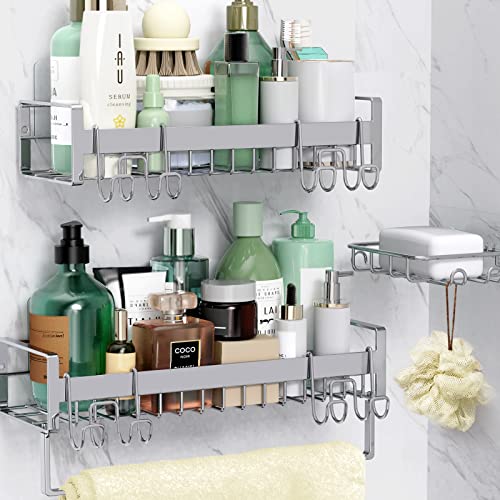 Kayfia Shower Caddy Basket Shelf with Soap Holder, 3 Pack Adhesive ...