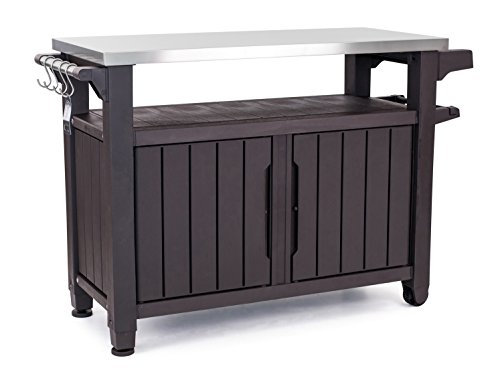 Keter Unity XL Portable Outdoor Table and Storage Cabinet w Accesso...