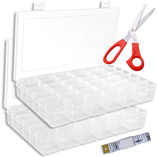 LE PAON 2pack 36 Grids Clear Plastic Organizer Box Storage Containe...
