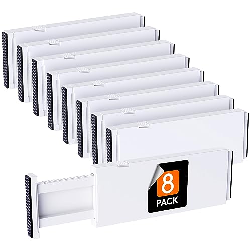 Lifewit 8 Pack Drawer Dividers Plastic 4  High, 11-17  Adjustable D...