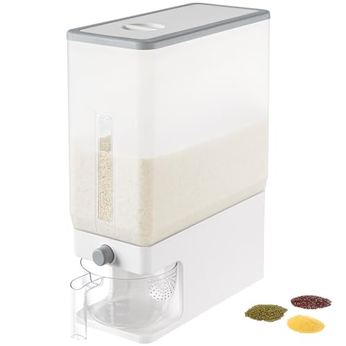 Lifewit Rice Container 25.4 Lbs, Rice Dispenser with Visible Barrel...