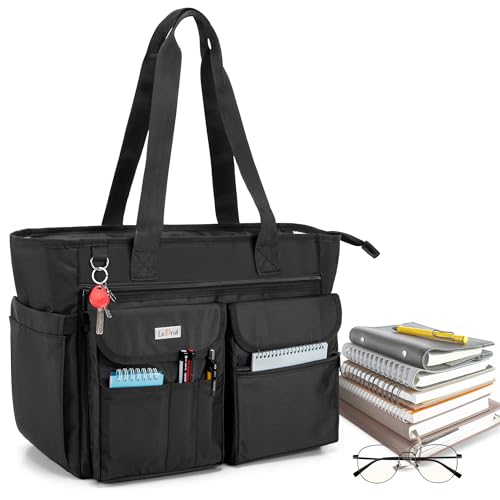 LoDrid Teacher Tote Bag with Bottom Pad, with Separated Storage Lap...