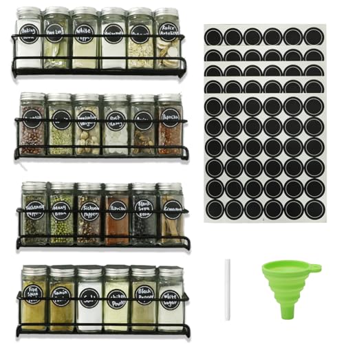Magnetic Spice Rack for Refrigerators, 4 Pack Spice Rack with 24 Sp...