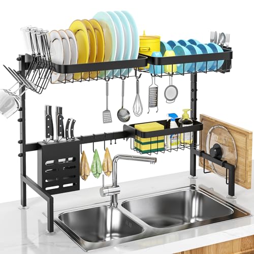 MERRYBOX Over The Sink Dish Drying Rack Adjustable Length (25-33in)...