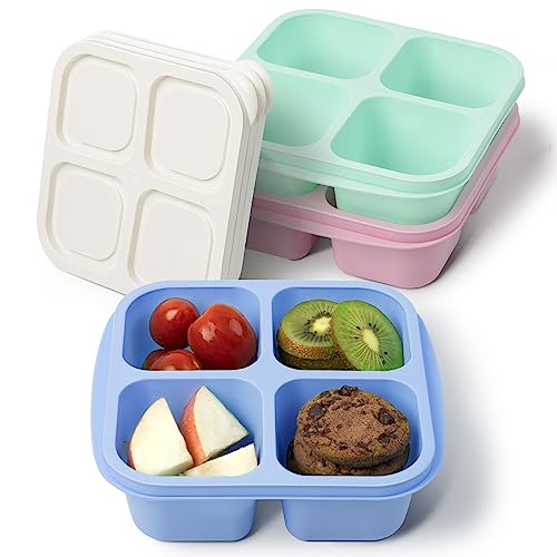 Mosville Snack Containers, Reusable 4 Divided Compartments Bento Sn...