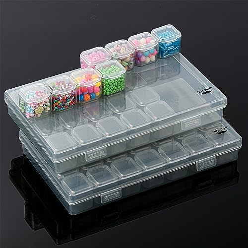 Mr. Pen-Bead Storage Containers, 28 Grids, 2 Pack, Grey, 160pcs Lab...