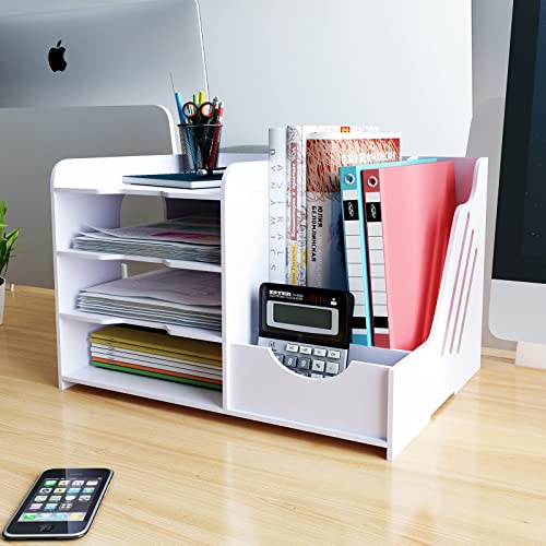 Natwind 4-Tier Office White Desktop Organizer Paper File Rack with ...