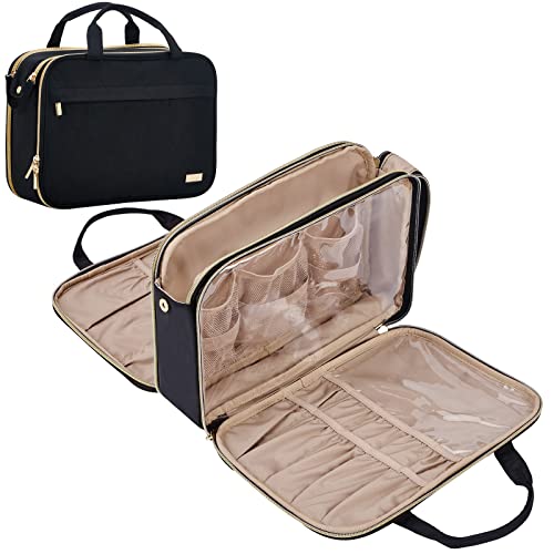 NISHEL Travel Makeup Bag, Portable Cosmetic Organizer, Stand Up Toi...