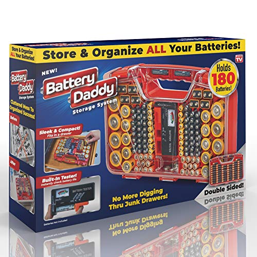 Ontel Battery Daddy - Battery Organizer Storage Case with Tester, S...