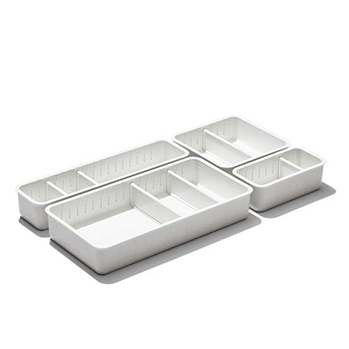 OXO Good Grips 4-Piece Complete Adjustable Drawer Bin Set with Remo...