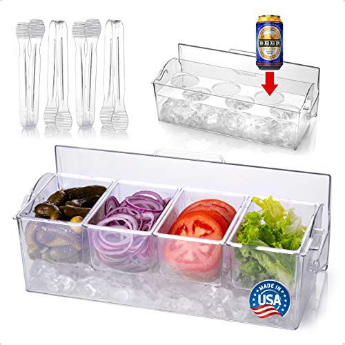 Pikanty - Chilled Condiment Server, Clear Garnish Tray with Lid for...