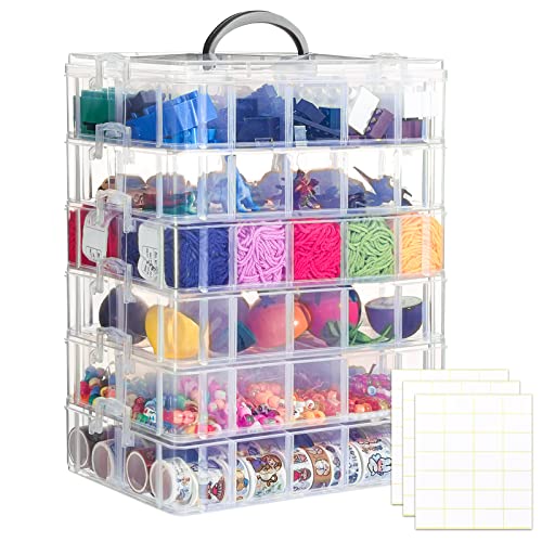 Quefe 6-Tier Stackable Storage Container Box with 60 Compartments, ...