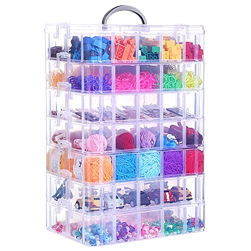 QUEFE 7-Tier Stackable Storage Container Box with 70 Compartments, ...