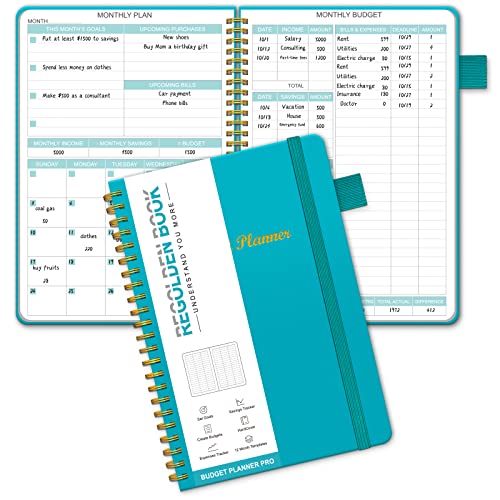 Regolden-Book Budget Planner - Undated Monthly Budget Book with Poc...