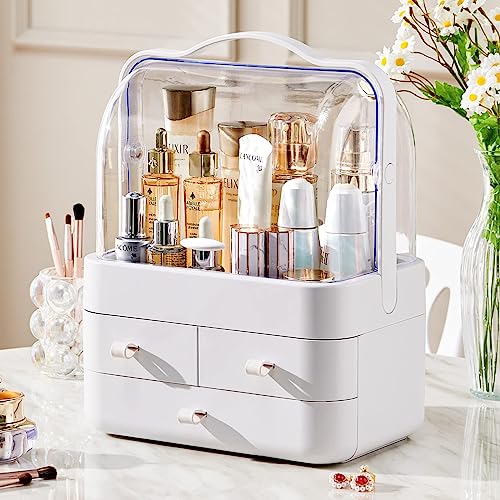 RMAN Makeup Organizer and Storage for Vanity with Lid and Drawers C...