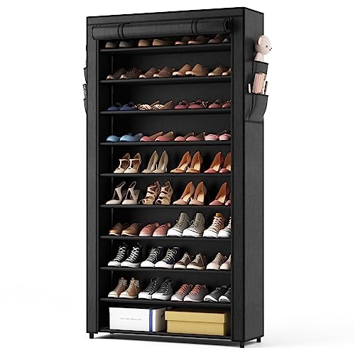 ROJASOP 10 Tier Shoe Rack with Covers,Large Capacity Stackable Tall...