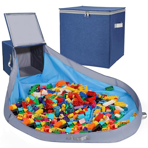 SAM AND MABEL Toy Storage Basket and Play Mat - 13 x13 x13  Stackab...
