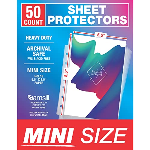 Samsill Mini Sheet Protectors 50 Pack, 5.5 x 8.5 Inch Page Protecto...