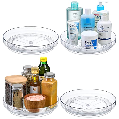 Set of 4, 9 Inch Clear Non-Skid Lazy Susan Organizers - Turntable R...