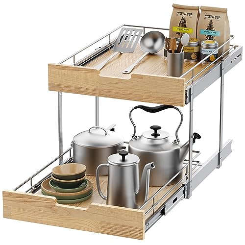 Sikarou Pull Out Cabinet Organizer,Heavy-Duty Slide Out Shelf, Wood...