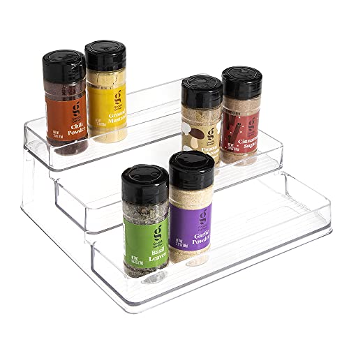 SIMPLEMADE Plastic Clear Spice Rack- Three-Tiered Shelf, Countertop...