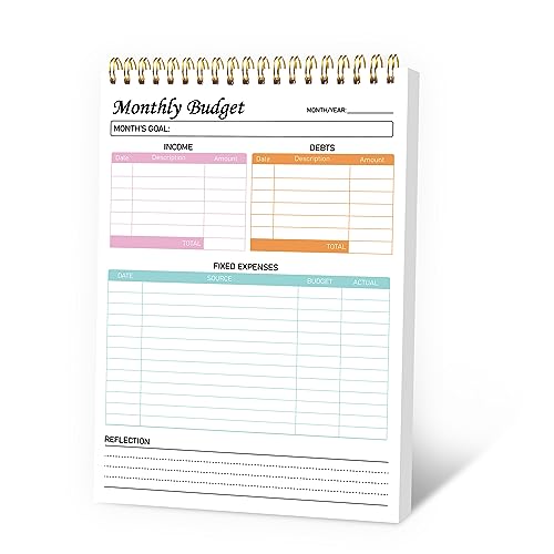 Simplified Monthly Budget Planner Notepad, Undated Financial Planne...