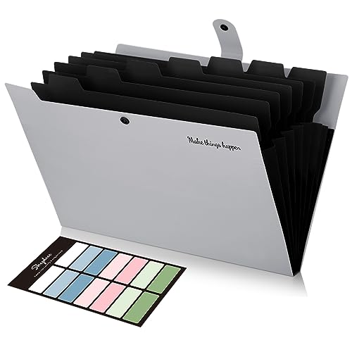 SKYDUE Grey Accordion File Organizer, File Folders with 8 Pockets, ...