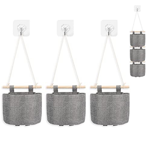 Songaa Small Hanging Storage Bags - 3 Pack Wall Mount Closet Organi...