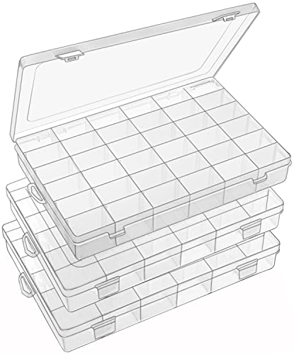 Sooyee 3 Pack 36 Grids Clear Plastic Organizer Box,Craft Organizers...