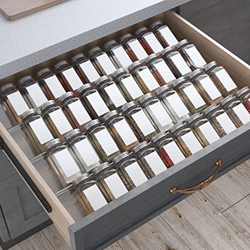 Spice Drawer Organizer, 4 Tiers 2 Set Clear Acrylic Slanted in Draw...