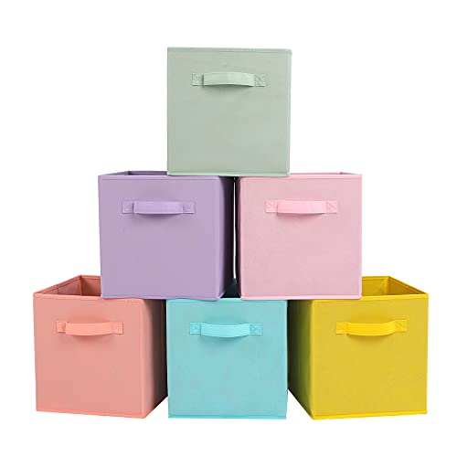 Stero Fabric Storage Bins 6 Pack Fun Colored Durable Storage Cubes ...