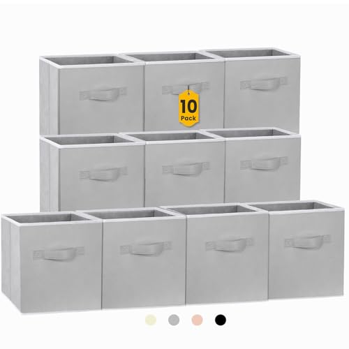 Storage Cubes, 11 Inch Cube Storage Bins (Set of 10), Fabric Collap...