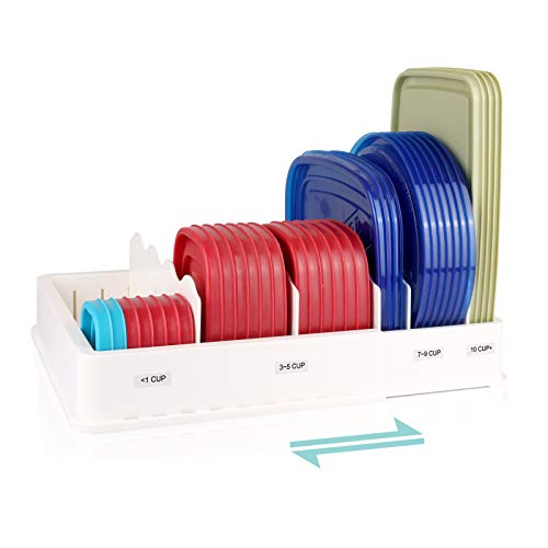 SWOMMOLY Expandable Food Storage Container Lid Organizer, Includes ...